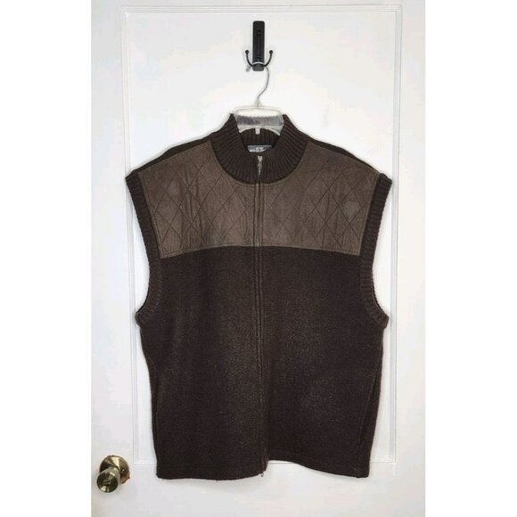 Woolrich Mens 2XL Woodchip Wool Vest Shooting Full Zip Brown Hunting Hike Dad - Picture 1 of 5